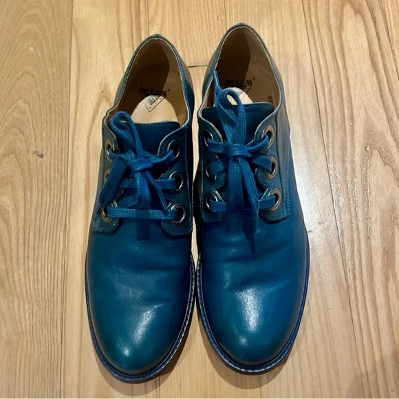 John Fluevog BIBLIO FLORENCE RIBBON LACE-UP SHOES Blue/Green size 11 - Picture 5 of 8